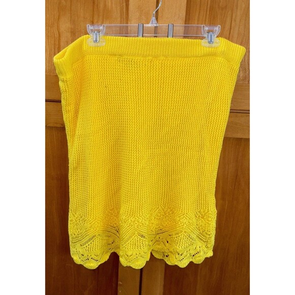 Almost Famous Knitted Skirt Top Set Women Yellow Sleeveless Elastic Waist 3X - Picture 12 of 13